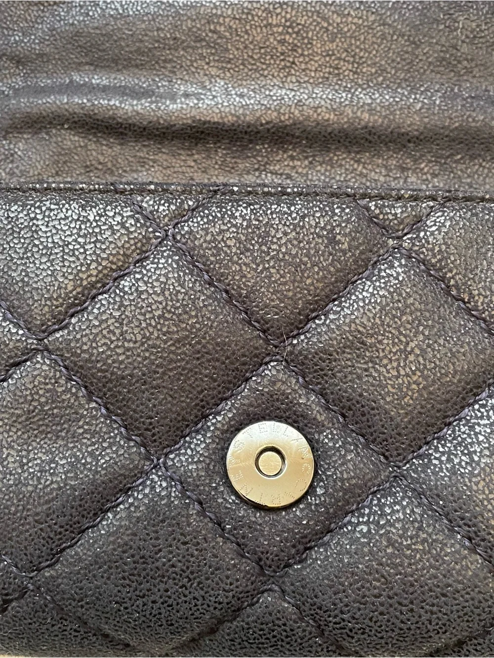 Stella McCartney Black Quilted Falabella Flap Crossbody Clutch Bag
